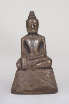 TIBETO-CHINESE SILVER OVERLAY BUDDHA