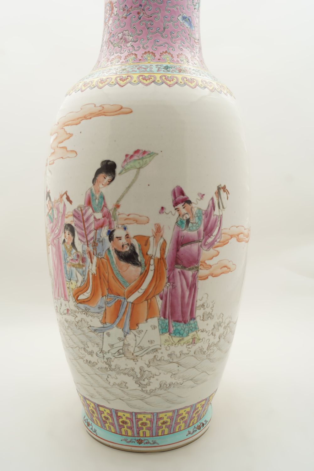 PAIR LARGE CHINESE FAMILLE ROSE VASES - Image 2 of 9