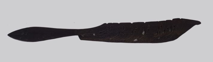 19TH-CENTURY INDIAN CARVED HARDWOOD PAGE TURNER
