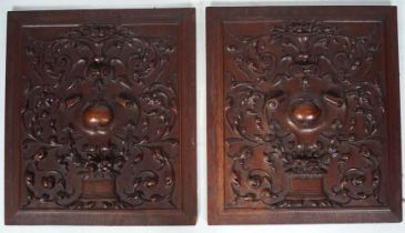 PAIR OF 19TH-CENTURY CARVED WALNUT PANELS