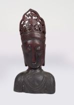 CHINESE QING CARVED BONE GUANYIN HEAD