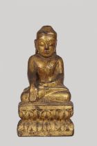 CHINESE QING CARVED GILTWOOD BUDDHA