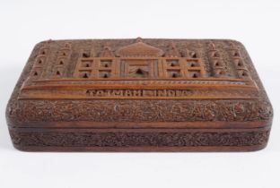 TAJ MAHAL CARVED HARDWOOD JEWELLERY BOX