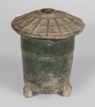 CHINESE ARCHAIC GREEN GLAZED GRANARY POT