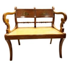 REGENCY SATINWOOD AND PAINTED HALL SEAT