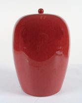 CORAL GLAZED GINGER JAR AND COVER