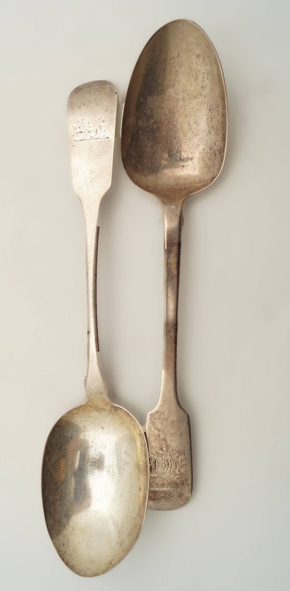 PAIR IRISH SILVER SERVING SPOONS