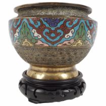 JAPANESE CHAMPLEVE ENAMELLED JARDINIERE