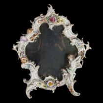 19TH-CENTURY GERMAN PORCELAIN FRAMED VANITY MIRROR