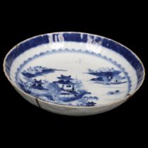 CHINESE BLUE AND WHITE DISH