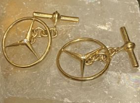 18 CT. YELLOW GOLD MERCEDES CUFFLINKS