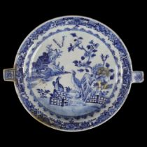 18TH-CENTURY CHINESE BLUE AND WHITE WARMING PLATE