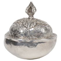 TIBETAN SILVER BUDDHIST KAPALA SKULL CUP