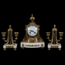 19TH-CENTURY MARBLE & ORMOLU CLOCK GARNITURE