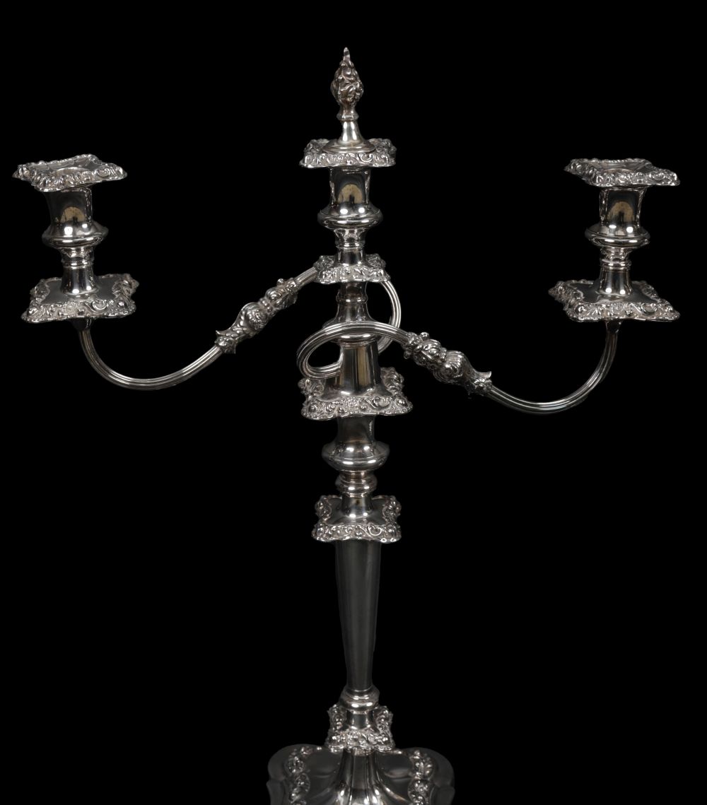 PAIR LARGE SHEFFIELD PLATED CANDELABRAS - Image 2 of 3