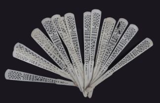 CHINESE QING IVORY FAN