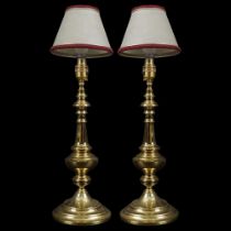 PAIR OF HEAVY BRASS TABLE LAMPS
