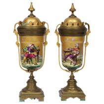 PAIR 19TH-CENTURY SEVRES PORCELAIN URNS