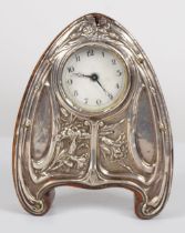 ART NOUVEAU SILVER DESK CLOCK