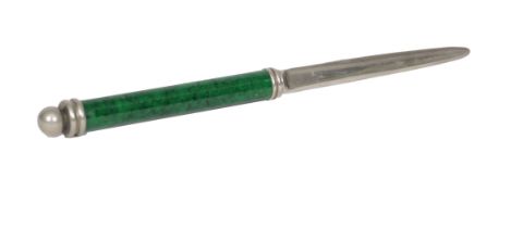 SILVER PLATED AND MALACHITE LETTER OPENER