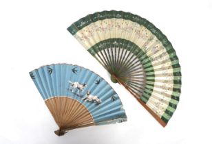 2 19TH-CENTURY PAINTED FANS