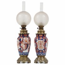 PAIR 19TH-CENTURY JAPANESE IMARI LAMPS