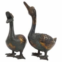 PAIR 19TH-CENTURY BRONZE DUCKS