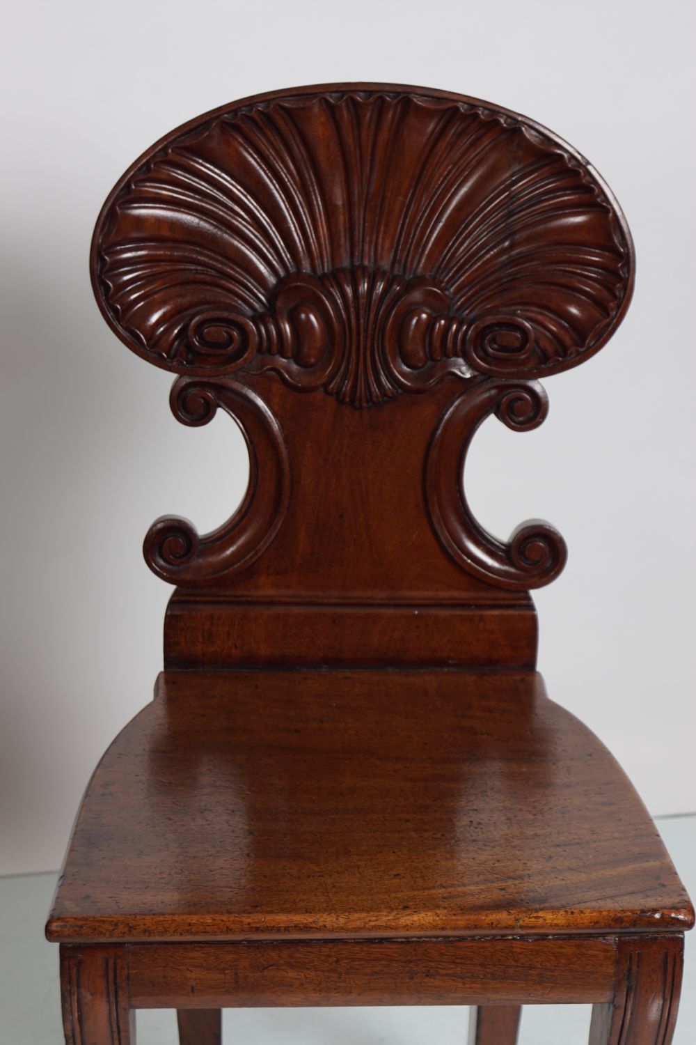MATCHED PAIR OF WILLIAM IV MAHOGANY HALL CHAIRS - Image 2 of 3