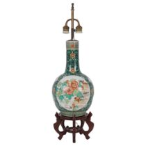 LARGE CHINESE QING VASE STEMMED TABLE LAMP