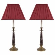 PAIR ROUGE ROYALE & ORMOLU TABLE LAMPS