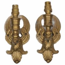PAIR OF GILT METAL EMPIRE STYLE WALL LIGHTS