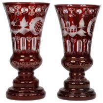 PAIR 19TH-CENTURY BOHEMIAN CUT GLASS VASES