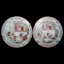 2 LARGE 18TH-CENTURY FAMILLE ROSE PLATES