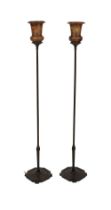 PAIR DESIGNER BRONZED STANDARD LAMPS