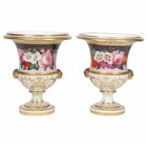 PAIR COALPORT PORCELAIN URNS