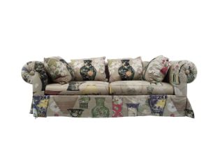 LARGE BESPOKE ROLL BACK LIBRARY SETTEE