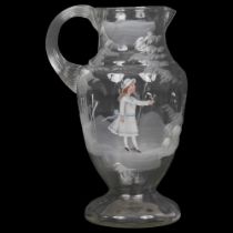 19TH-CENTURY MARY GREGORY GLASS EWER