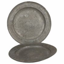 2 18TH-CENTURY PEWTER CHARGERS