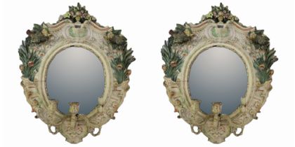 PAIR 19TH-CENTURY VENETIAN PAINTED SCONCE MIRRORS