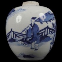 CHINESE 18TH-CENTURY BLUE AND WHITE POT