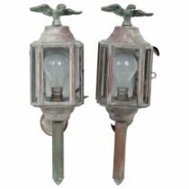 PAIR OF BRASS CARRIAGE LAMPS