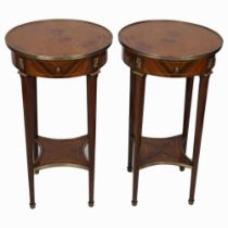 PAIR BRASS MOUNTED KINGWOOD LAMP TABLES