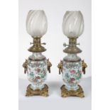 PAIR 19TH-CENTURY CHINESE POLYCHROME LAMPS