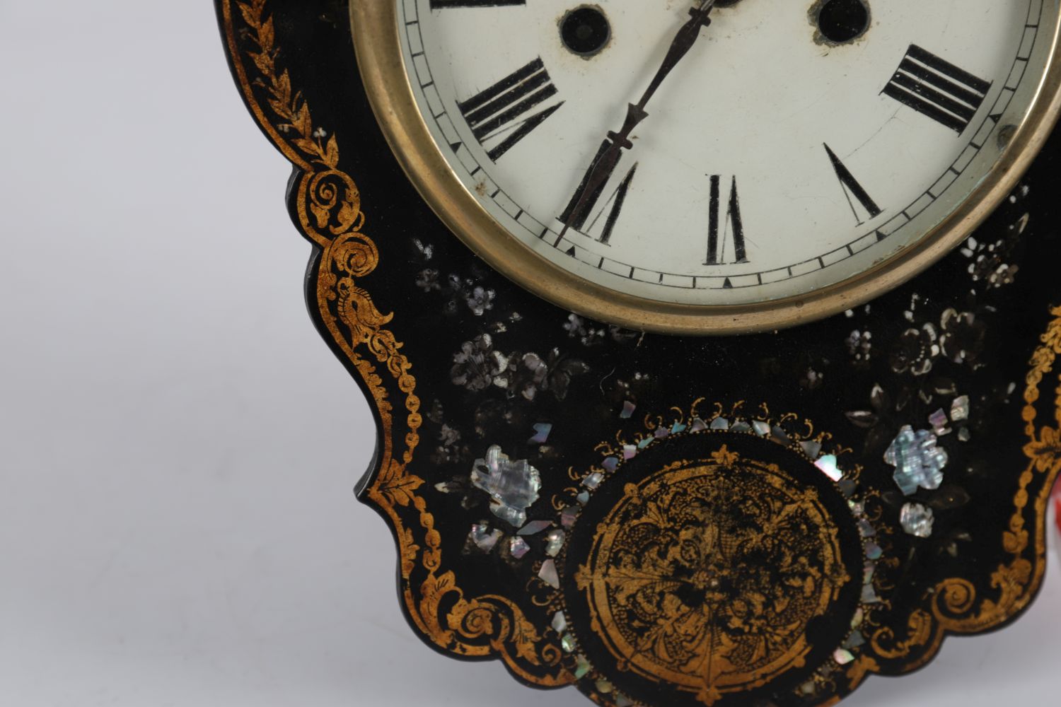 19TH-CENTURY PAPIER MACHE CASED WALL CLOCK - Image 3 of 3