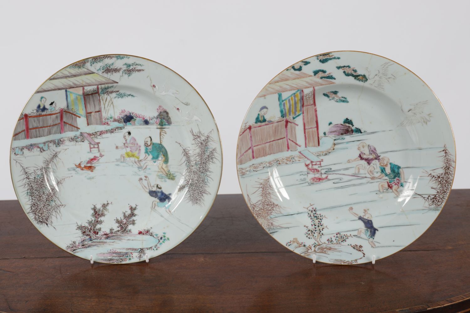 PAIR 18TH-CENTURY CHINESE FAMILLE ROSE CHARGERS