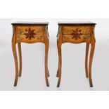 PAIR FRENCH PARQUETRY BEDSIDE CHESTS