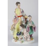 MEISSEN GROUP OF A MAIDEN AND 2 BOYS