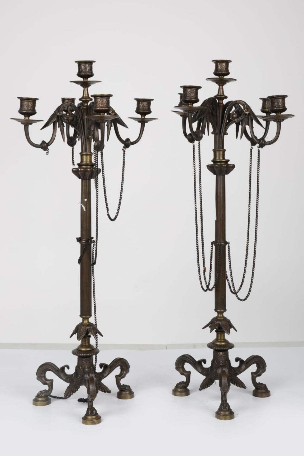 PAIR 19TH-CENTURY BRONZE CANDELABRAS