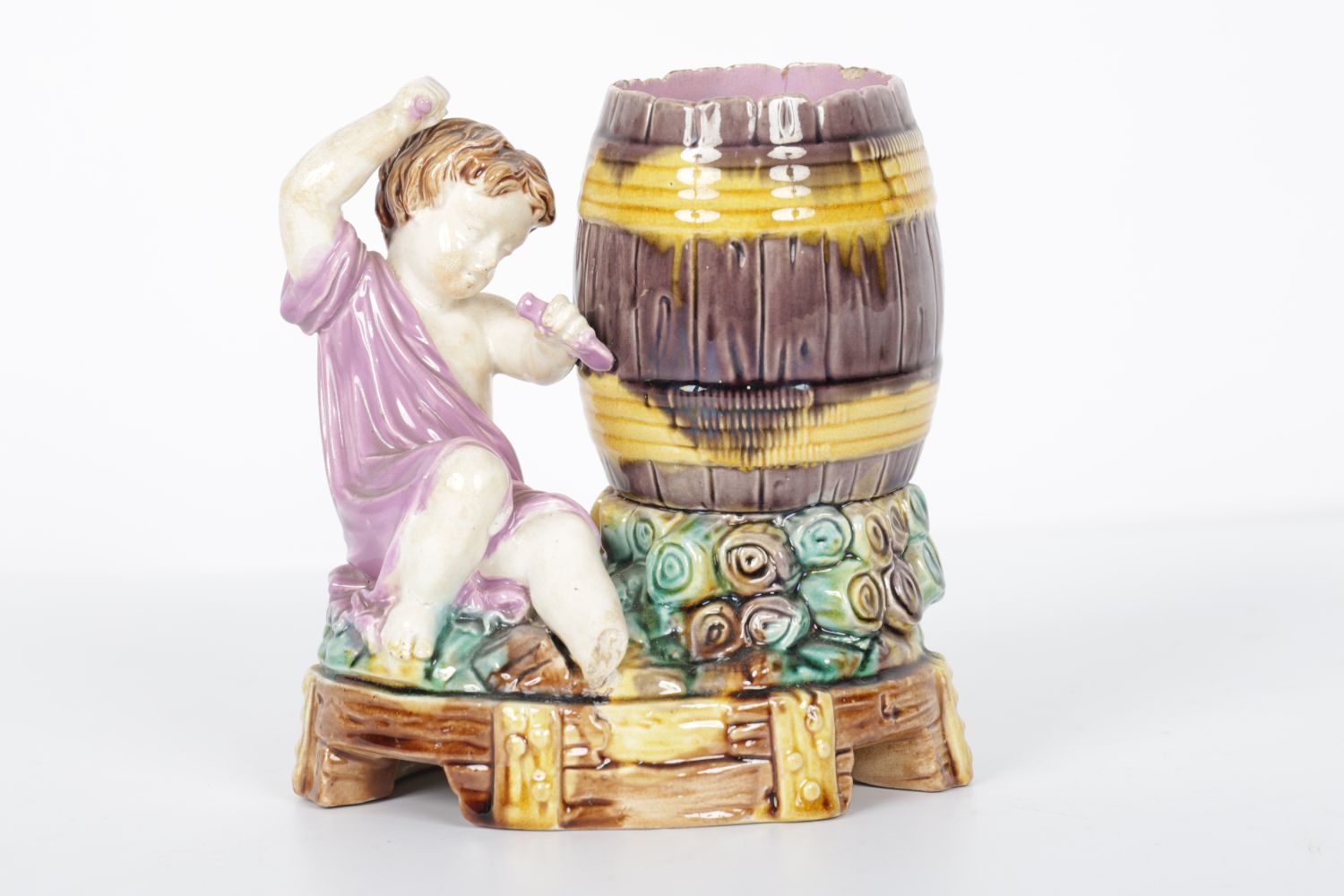 PAIR 19TH-CENTURY MAJOLICA PUTTI