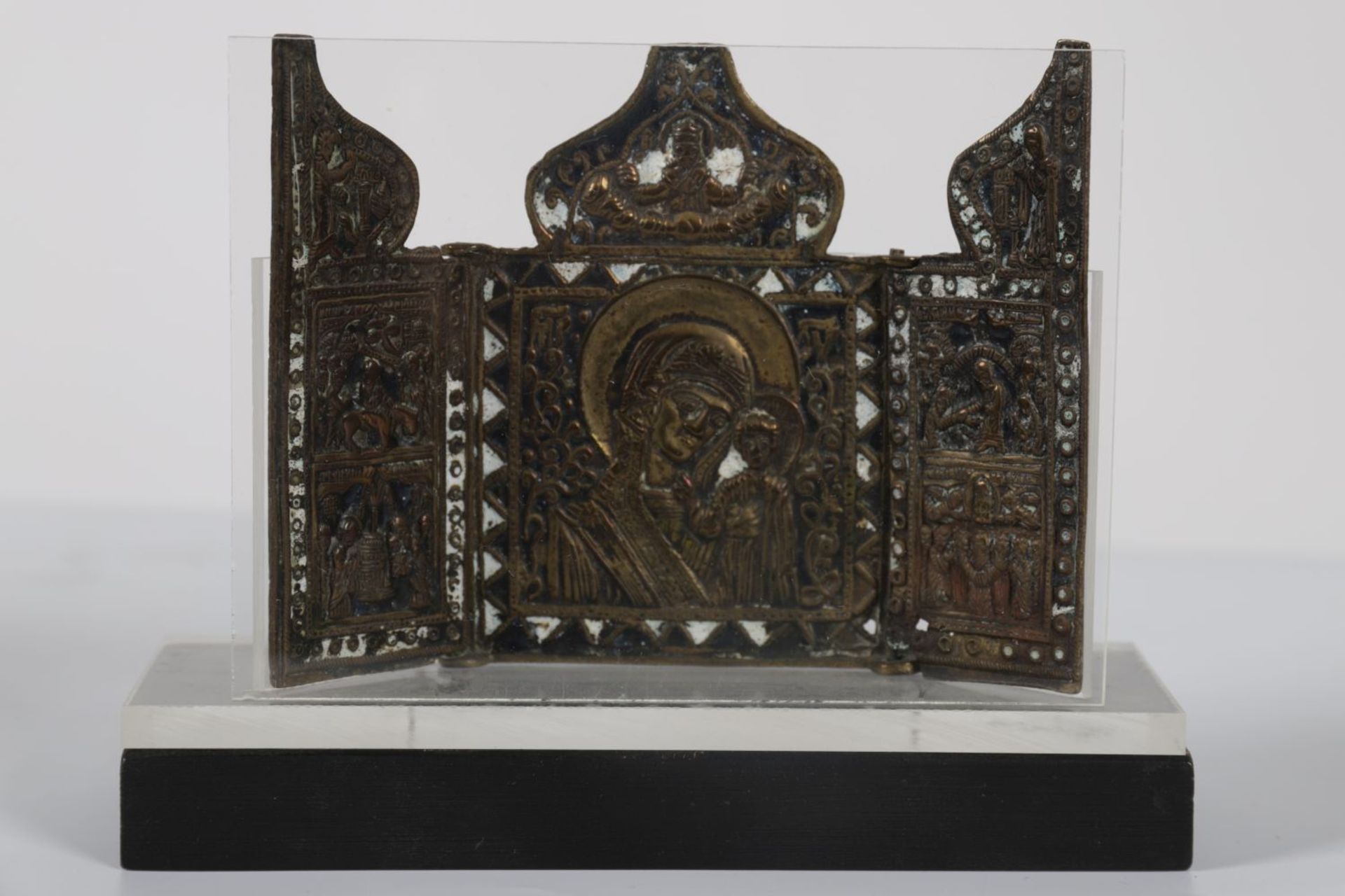 RUSSIAN ICON BRONZE TRIPTYCH